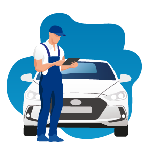 man beside a car for service