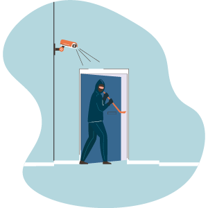 thief entering a house illustration image