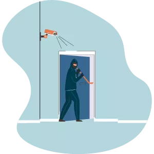 thief entering a house illustration image