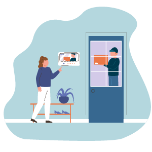 illustrator man installing home alarm