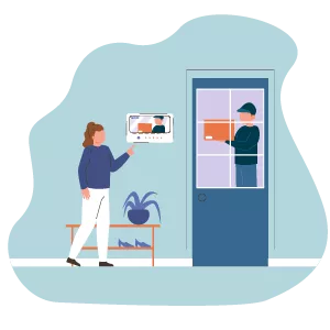 illustrator man installing home alarm