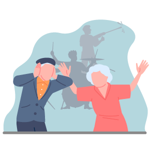 illustration of old people hearing noises