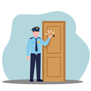 illustration of police officer knocking a door