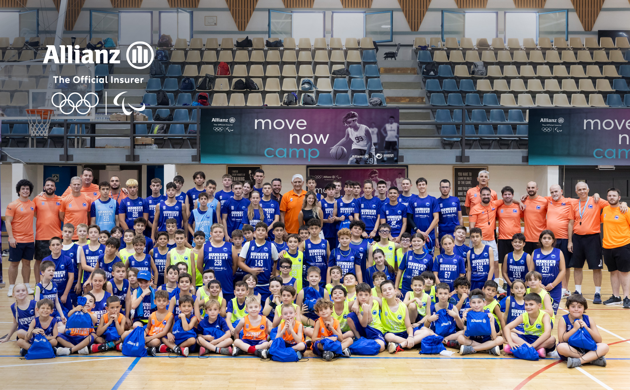 kids group photo playing basketball
